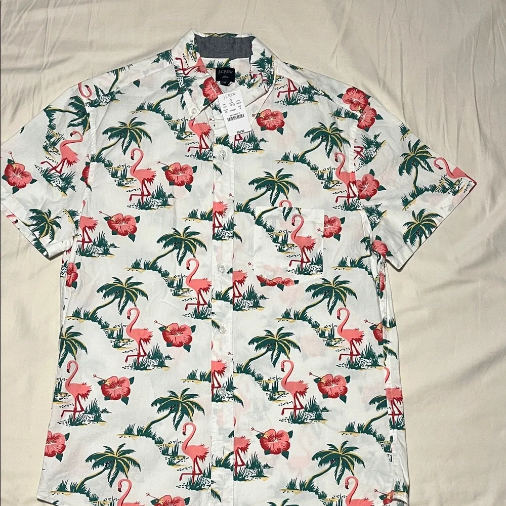 J Crew Tropical Flamingo Print Men's Shirt - Picture 1 of 3